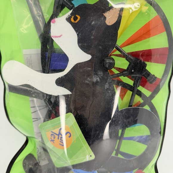 Tuxedo Cat Cardinal Bike Wind Spinner 20" Wind Garden - Picture 6 of 7